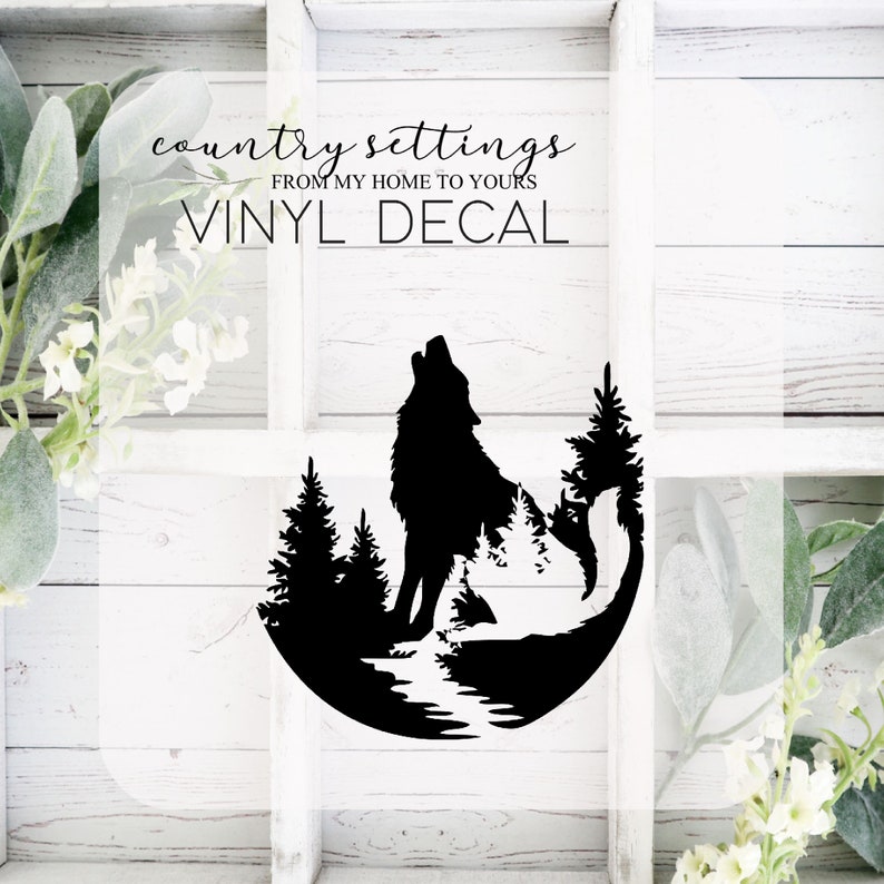 Howling Wolf Vinyl Decal Wolf Car Window Decal Animal Vinyl Etsy