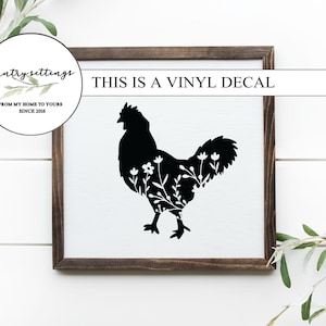 Flower Chicken decal, Spring Vinyl decals, farmhouse decals