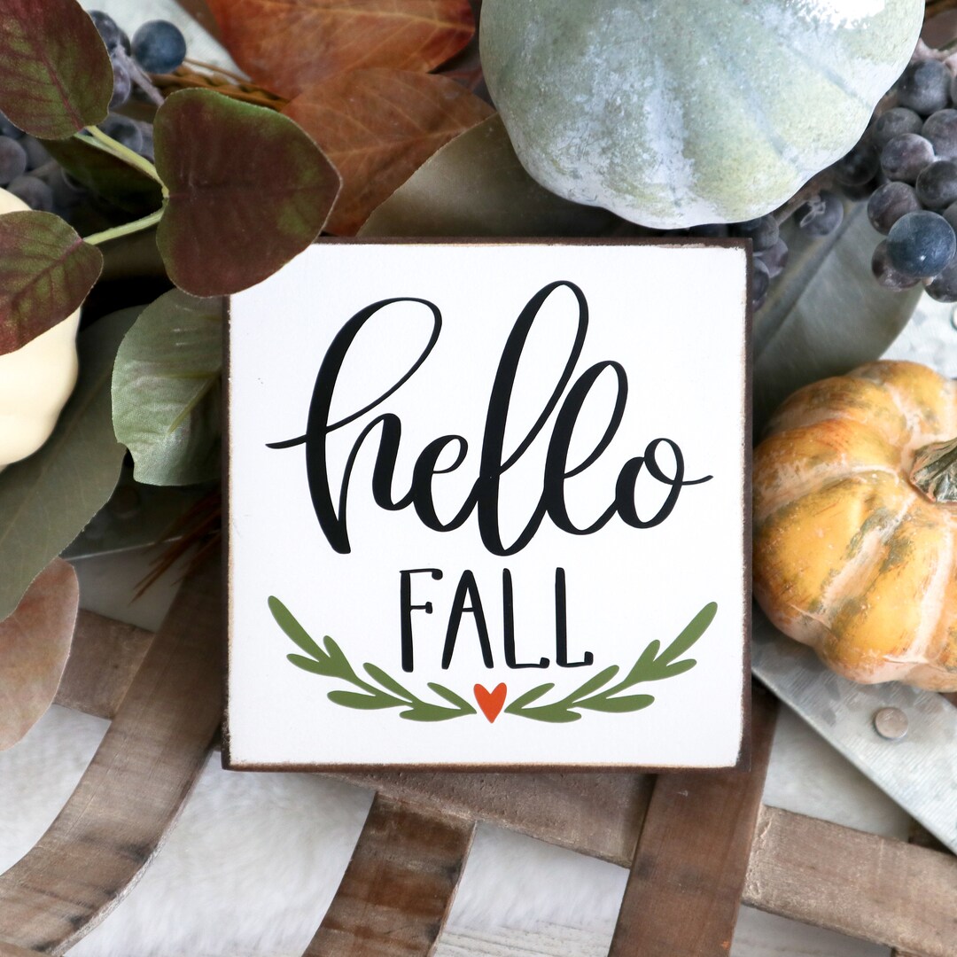Hello Fall Cartoon. Sign Hello Fall Mini Sign, Fall Tier Tray Wood Sign - Etsy