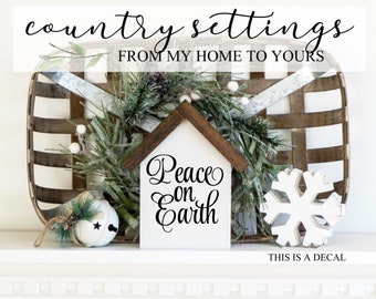 Peace On earth Christmas Vinyl decals, Christmas Signs, farmhouse Christmas Wall Decals