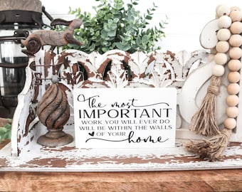 Small family wood sign, Small farmhouse sign, Tier tray sign