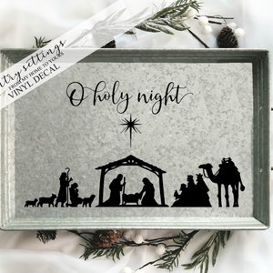 Christmas decals, Oh Holy Night Christmas Decal, farmhouse Christmas Wall Decals
