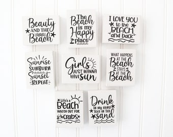 Beach Tier Tray Mini Signs, Farmhouse Beachy Tier Tray Signs, Family Wood Tier Tray Decor'