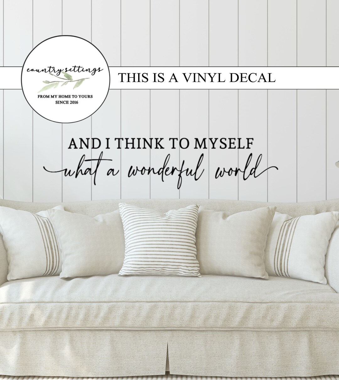 What a Wonderful World Vinyl Decal, Inspirational Wall Decals, Farmhouse Quote Vinyl Decals for
