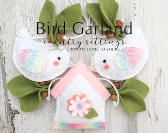 Bird garland nursery, Felt animal Garland kids room