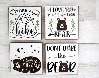 Bear Wood Signs, Childs Room wood sign, Nursery Wood Sign, Small Bear signs