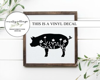 Flower Pig decal, Spring Vinyl decals, farmhouse decals