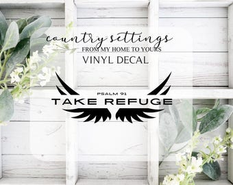 Psalm 91 Car Decal, Take Refuge Car Decal, Christian Car Decal, Religious Car Decal, Decals For trucks