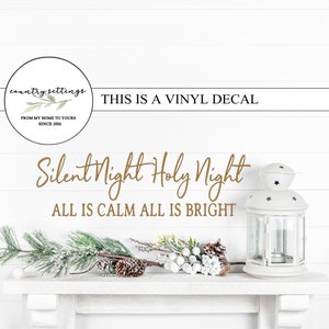 Christmas Vinyl decals, Silent night Holy night farmhouse Christmas Decals