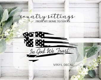 American Flag Car Decal, In God We Trust Decal, Patriotic Car Decal, Religious Car Decals