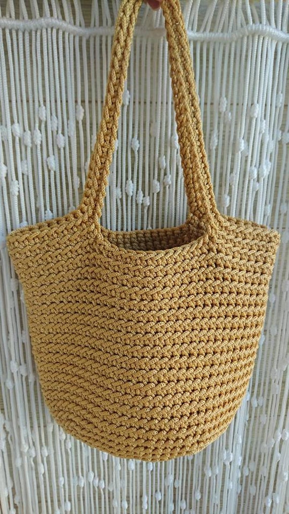 Bag Knitted Shopper Bag Knitted Crochet Скандинавский стиль Etsy