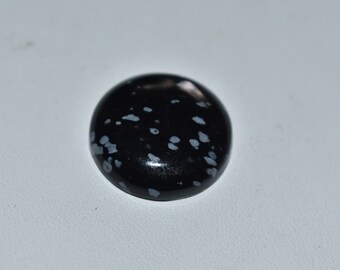 Superbe cabochon rond en obsidienne flocon de neige naturelle 20 mm - 15,65 carats pour des créations de bijoux uniques