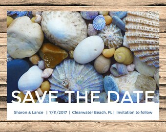 Beach Pebble Shell - Save the Date - Printable