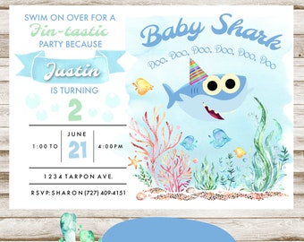 Baby Shark Birthday Invitation - Printable or we can print!