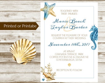 Beach Wedding / Anniversary Invitation - Printed or Printable