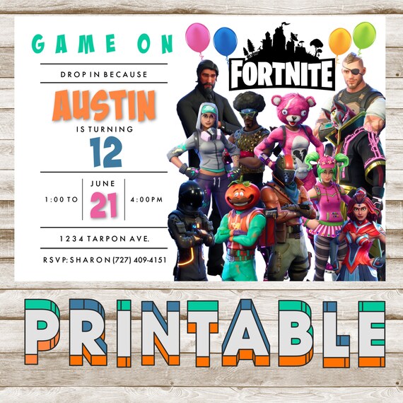 Gamer Fortnite Birthday Invitation Printable or we can print | Etsy