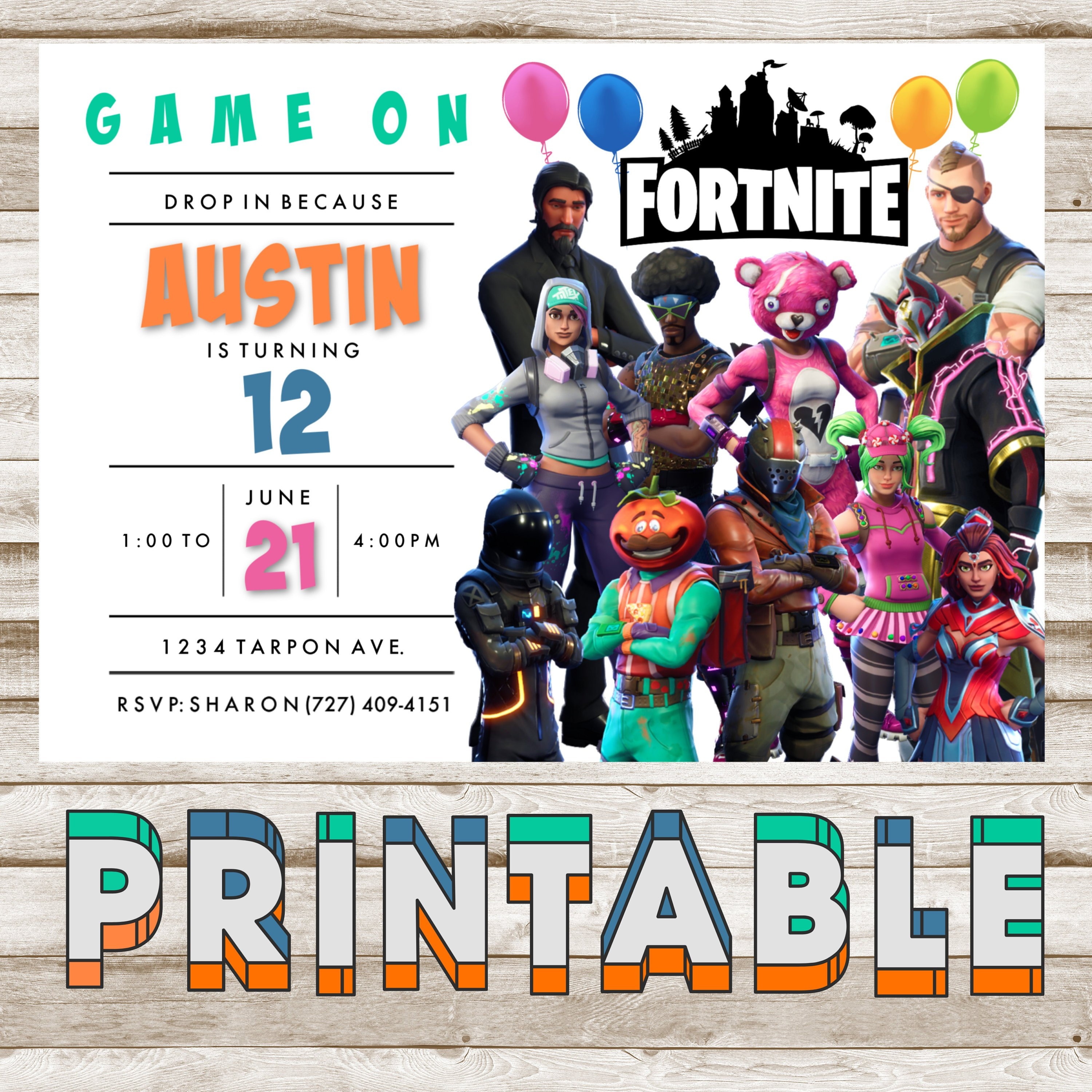 Gamer Fortnite Birthday Invitation Printable or we can print Etsy