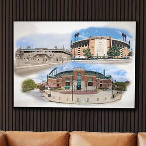 Historic Baltimore Orioles Stadiums, Oriole Park Art, Memorial Stadium, Terrapin Park, Camden Yards Painting, Framed/Unframed  Canvas/Print