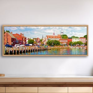 Annapolis Cityscape, Annapolis City Dock, Panoramic Waterfront, Chesapeake Bay, Scenic Harbor, Historic city, Framed/Unframed Canvas /Print