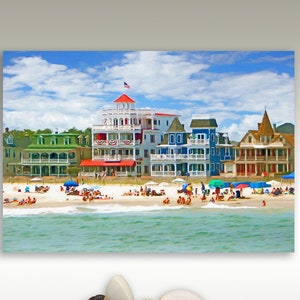 Cape May Beach Avenue, Cape May Wall Art, Cape May Beach Print, New Jersey,  Victorian Homes Beach Art Print, Framed/Unframed Canvas / Print