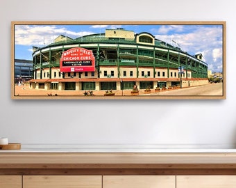Wrigley Field Panoramic Print: Chicago Cubs Baseball Art, Framed/Unframed Options