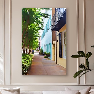 Rainbow Row Art Print: Charleston Historic Street Scene (Framed/Unframed Prints or Canvas)