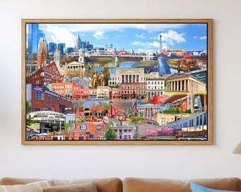 Nashville Landmarks Print or Canvas: Music City, Broadway, Grand Ole Opry, Framed/Unframed Options
