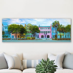 Rainbow Row Charleston Wall Art: South Carolina Historic Homes, Panoramic  Framed or Unframed Art Prints or Canvas
