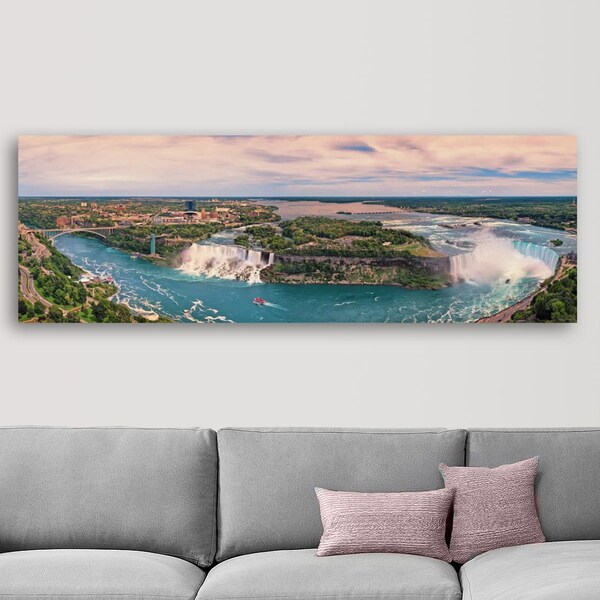 Lienzo panorámico de las Cataratas del Niágara: Vista de Skylon (50,8 x 152,4 cm)
