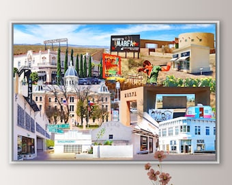 Marfa Texas Art Print: West Texas Collage, Hotel Paisano