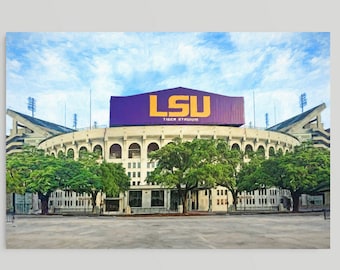 LSU Tigers,  Louisiana State University Football, Tiger Stadium,  Death Valley, Man Cave, Guy gift, Framed/Unframed Canvas or Print