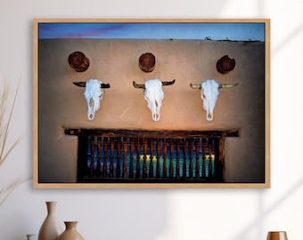 Cow Skull Southwestern Print: Texas Desert Wall Art (Framed or Unframed)