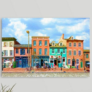 Fell's Point, Cat's Eye Pub, Baltimore Art, Baltimore Cityscape, Thames Street, Colorful Buildings, Maryland, Framed Canvas or Art Print