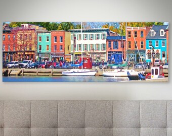 Baltimore Fell's Point Panoramic Print or Canvas: Historic Waterfront Sailboats