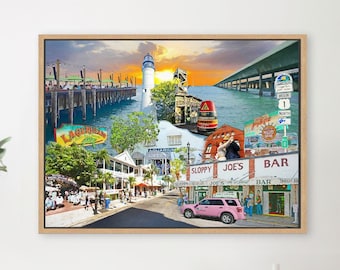 Key West Art: Duval Street, Sloppy Joes, Sunset Pier (Framed/Unframed Prints or Canvas)