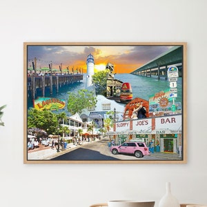 Key West Print, Key West Painting, Key West Gift Art, Sloppy Joes, Duval Street, Sunset Pier, Mallory Square, Framed/Unframed Canvas/Print