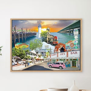 Key West Print, Key West Painting, Key West Gift Art, Sloppy Joes, Duval Street, Sunset Pier, Mallory Square, Framed/Unframed Canvas/Print