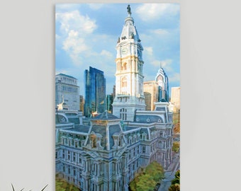 Philadelphia, City Hall, Skyline, Urban Art, Philadelphia Art, Cityscape, Philadelphia City Hall, Philly Art Framed/Unframed Canvas or Print