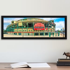 NEW! Wrigley Field Gift Size, Chicago Cubs Fan Gift, Desk Art Wrigley Stadium, Wrigleyville, Cubs Man Cave, Framed & Ready to Hang or Give