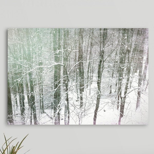 Snowy Forest, Snowy Trees Wall Art, Winter Nature Decor, Scenic Snow Storm, Cabin Decor, Winter Landscape, Framed|Unframed Prints or Canvas