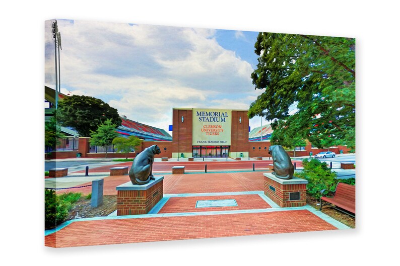 Clemson Memorial Stadium Death Valley Frank Howard Field Clemson Tigers Man Cave College Dorm Football Art Gift For Man