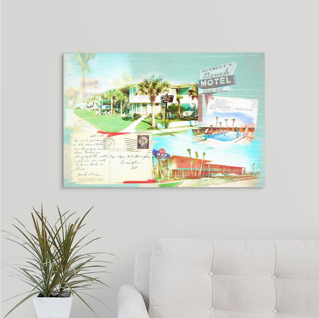 50's Beach Art, Midcentury,jacksonville Beaches Vintage Motels, Mom