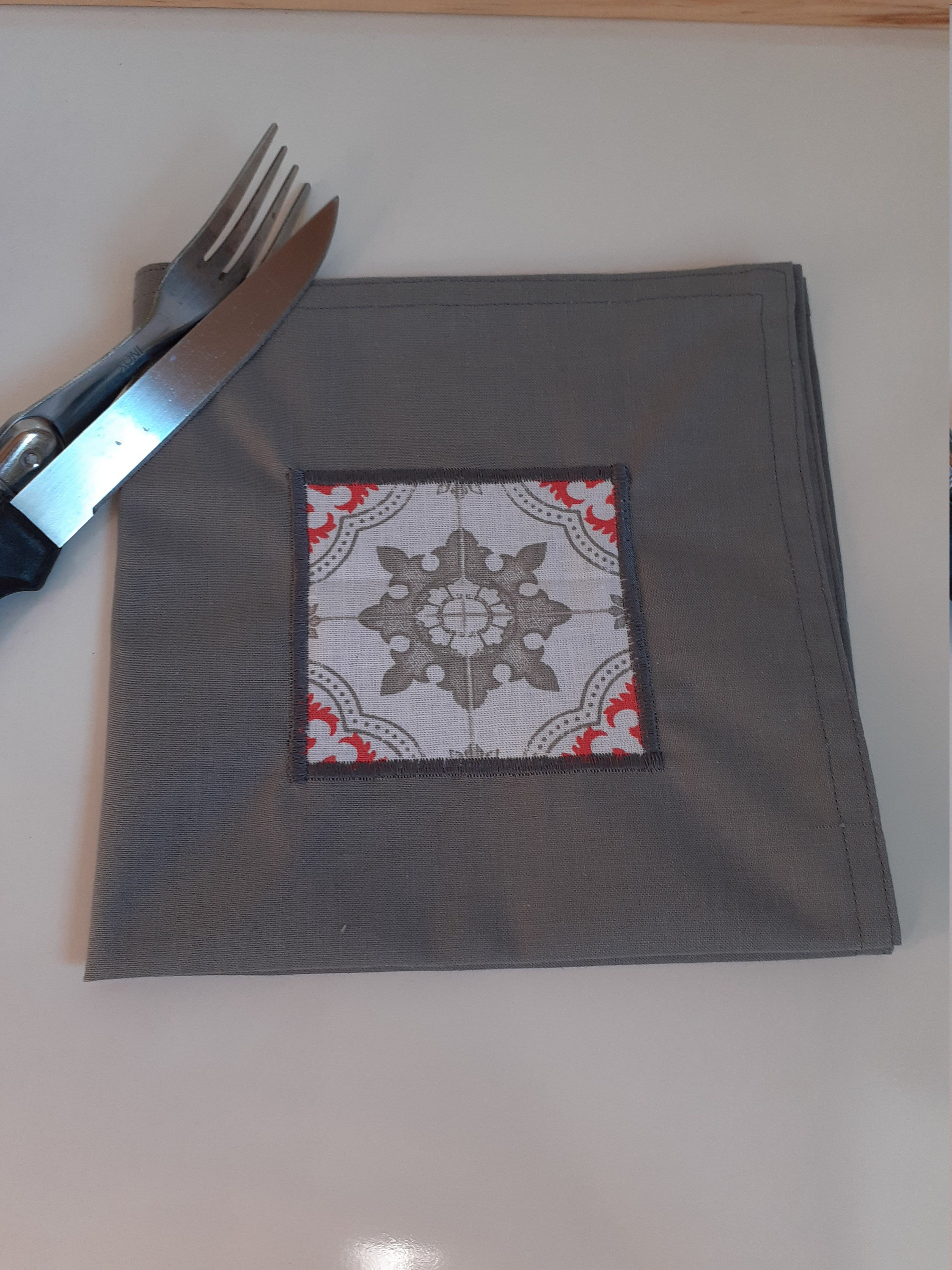 Serviettes de Tables Motif Carreaux Ciment