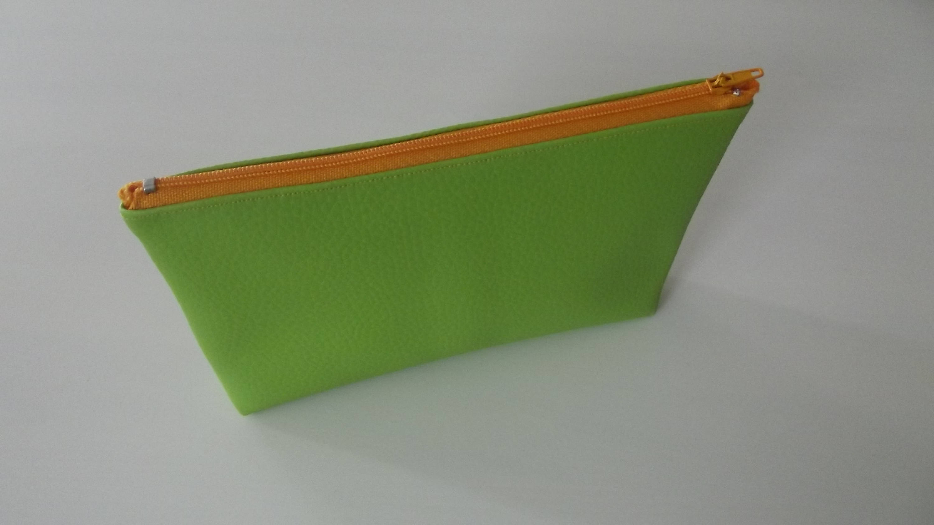 Trousse d'école Verte Anis Fermeture Jaune