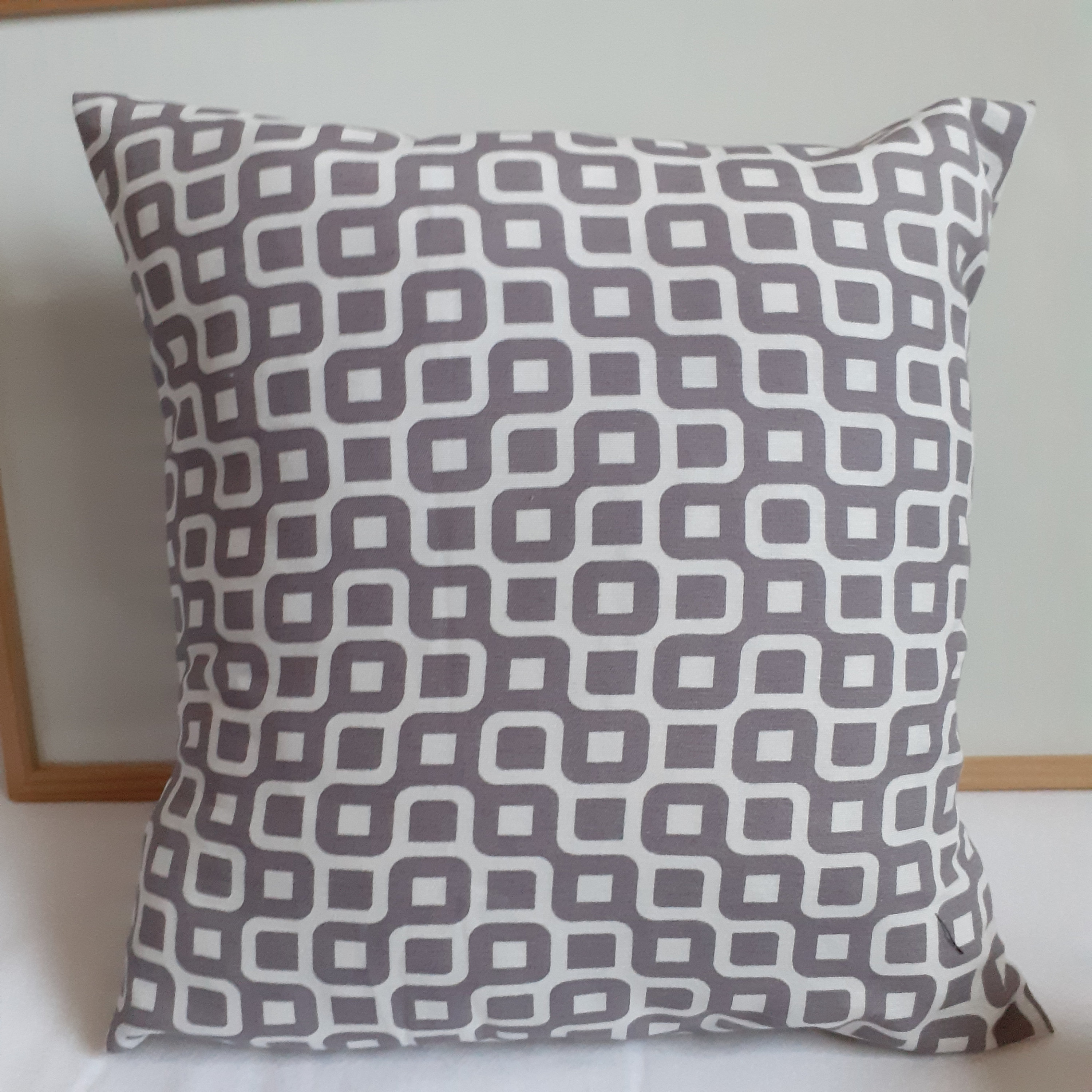 Housse de Coussin Blanc/Gris 40x40 cm