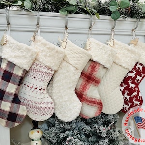 Handmade Christmas Stocking. Personalized Christmas Stockings. Ivory Christmas Stocking. Stewart Plaid Stocking. Plaid Christmas Stockings.