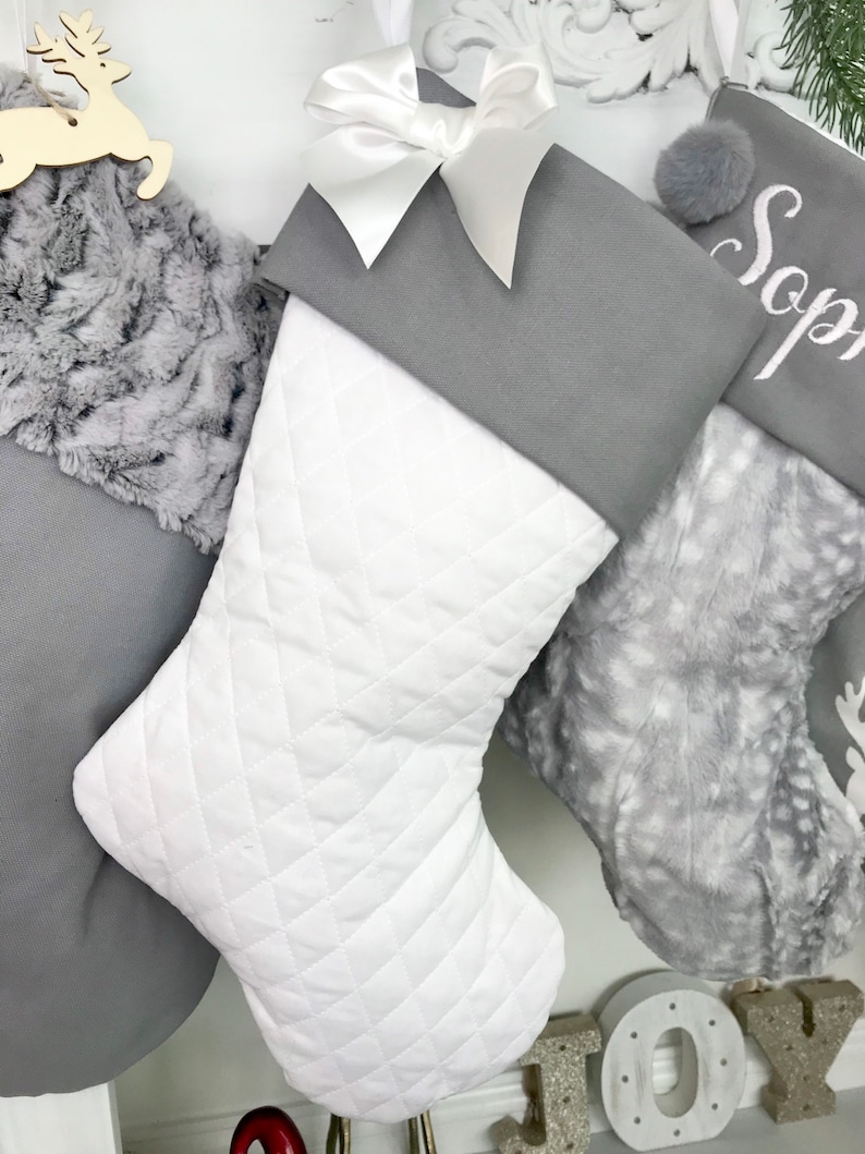 Personalized Christmas Stockings. Gray Christmas Stockings. Etsy