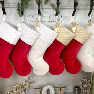 Quilted Stockings. Personalized Christmas Stockings. Velvet Christmas Stockings. Classic Christmas Stockings. Red Stockings. Gold Stockings.