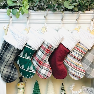 Personalized Christmas Stockings. Buffalo Plaid Stockings. Plaid Stockings. Gray Stockings. Red Stockings. Farmhouse Stockings.