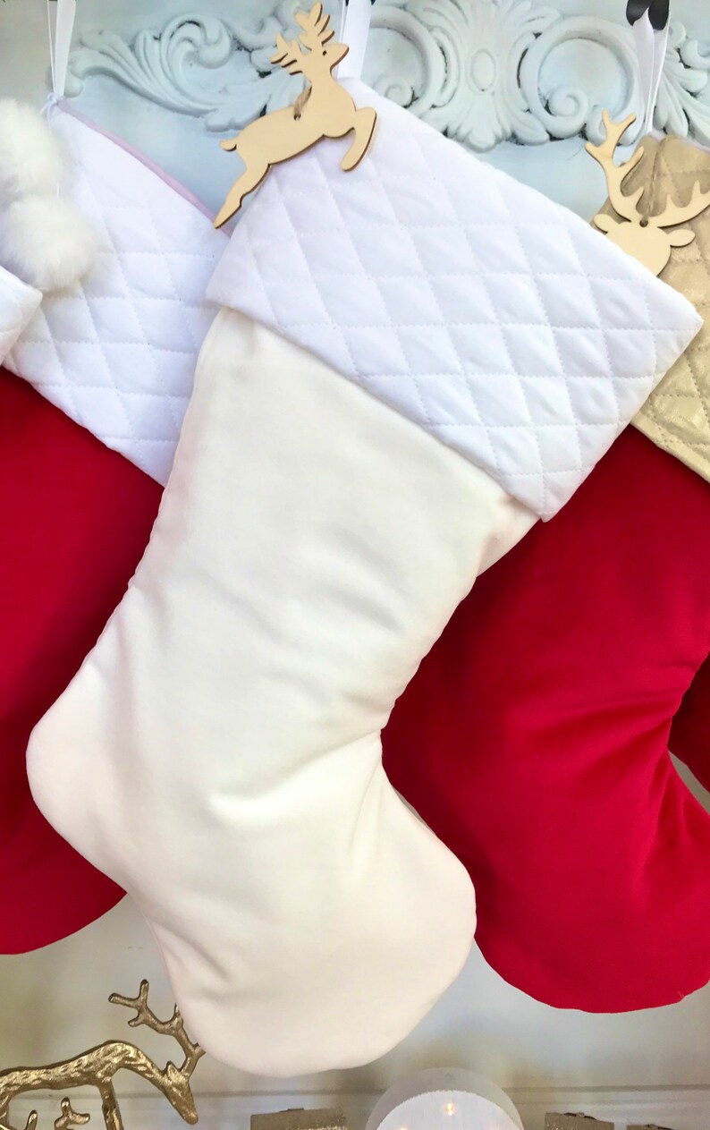 Quilted Stockings. Personalized Christmas Stockings. Velvet Etsy